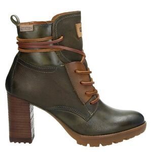 PIKOLINOS Women’s Olive Green Brown Leather Lug Sole Connelly Leather Ankle Boot
